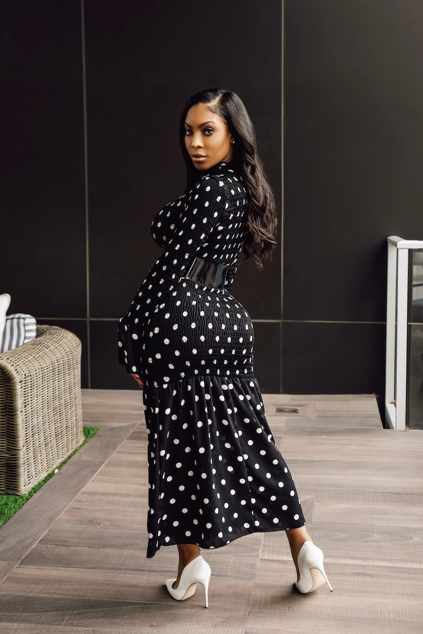 White maxi polka dot dress Clearance